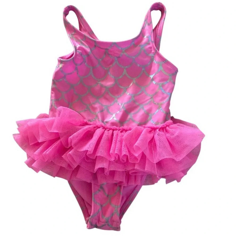 Cat& Jack Pink Mermaid Tutu Swimsuit size 3T
